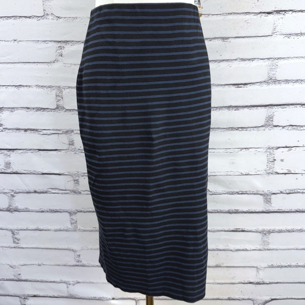Sanctuary Clothing Womens Striped‎ Pencil Knit Skirt Black Blue Midi Size S